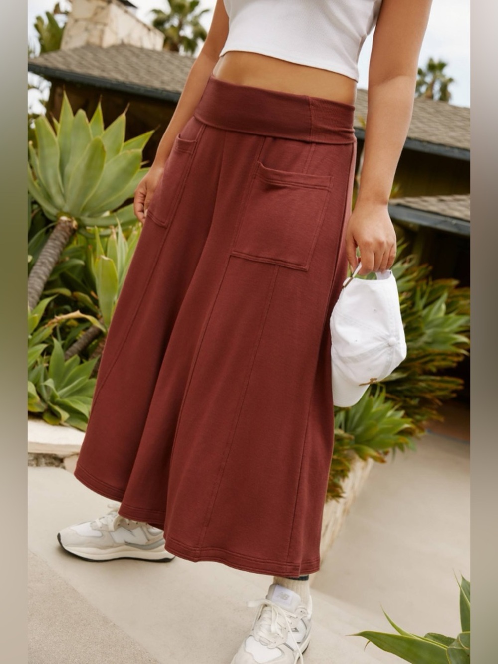 Anthropologie Wide-Leg Crop Pants in Deep Brick